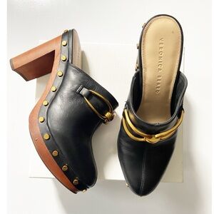 Veronica Beard Giles High Heel Studded Leather Clog size 8.5